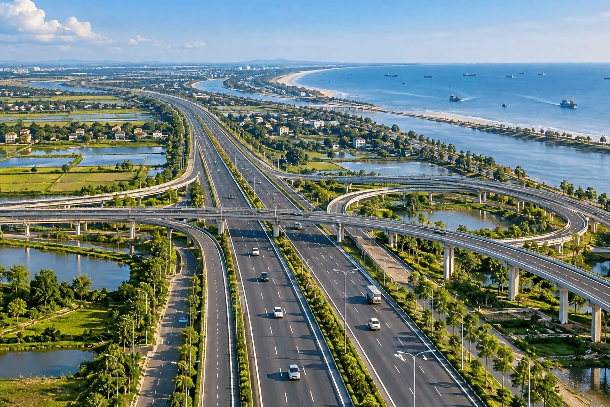 Một tuyến đại lộ được quy hoạch rộng gấp 4 đường băng sân bay, nối thẳng TP giàu nhất miền Bắc ra biển, rút ngắn thời gian di chuyển không quá 1 giờ